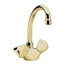 GROHE Classic Double-Handle Single-Hole Kitchen/Bar Faucet with Tricorn Handles, Polished Brass #31054R00