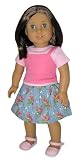 SALE - Pink Layer-Look Top and Blue Rose-Print Skirt. Fits 18