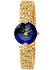 Jowissa Womens J5.012.S Facet Strass Gold PVD Dimensional Glass Blue Dial Rhinestone Watch