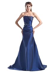 Taffeta Mermaid Lace-Up Ruched Beaded Evening Dress  with a Court Train 