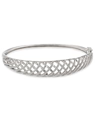 Sterling Silver Diamond-Accented Criss-Cross Bangle Bracelet, 7"