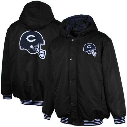 Chicago Bears Black Cold Buster Hooded Polyfill Full Zip Jacket (Large)