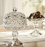Fifth Avenue Crystal Muirfield Faceted Crystal Mini Pedestal Serving Plates with Domes, Set of 2