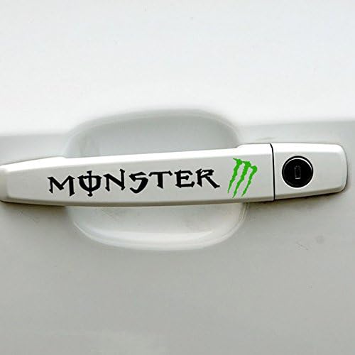 4 Pcs Aulyn Monster Car Door Handle Wipers Stickers Auto Decals Stickers (Light green+Black text)