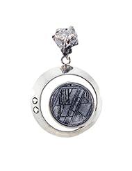 Starborn Creations Sterling Silver Muonionalusta Meteorite, Moldavite and Campo de Cielo Meteorite Pendant