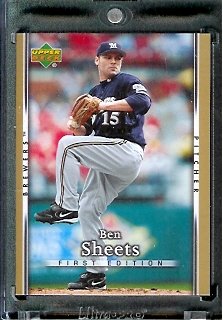 2007 Upper Deck First Edition Baseball Card #240 Ben Sheets Milwaukee Brewers - Mint Condition - In Protective Display Case !