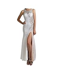 Chiffon Lace Crystal Fitted Bateau Neck Mermaid Prom Dress 