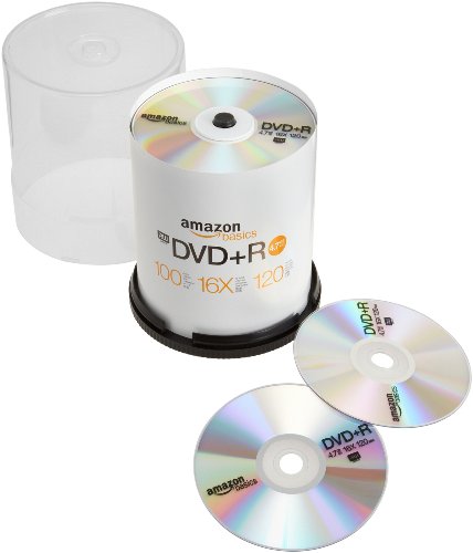 AmazonBasics 4.7GB 16x DVD+R (100-Pack Spindle) [Amazon Frustration-Free Packaging]