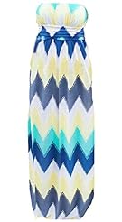 Sexy Strapless Floor Length Colorblocking Striped Print Polyester/Spandex Sleeveless  Dress