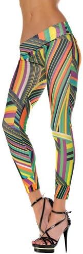 Amour Women's Lace Sheer Mesh Inset Stripes Ankle Length Footless Legging