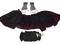 Black 3 Layer Tutu Set & FREE ITEM Top Layer Shimmer Hologram with Leg Warmers & Fishnet Gloves