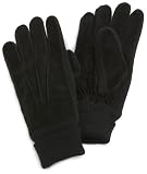 Isotoner Mens Suede Glove With Knit Sidewalls And Turn Cuff,Black,One Size