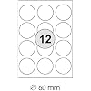 Runde Etiketten Durchmesser: � 60 mm 1200 St�ck (100 A4 Bl�tter) - �60 wei�e Universal Kreis Etikett selbstklebend