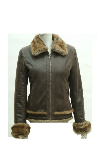 Women's 100 % Real Lamb Leather Double Layer jacket With 100 % Rabbit Fur ! (XL)