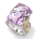 14K White / Yellow Gold Martha Rocha Kunzite & Diamond Ring