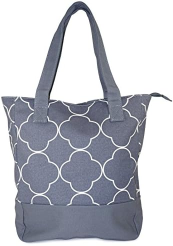 Ever Moda Grey Moroccan Canvas Tote Bag 15-inch