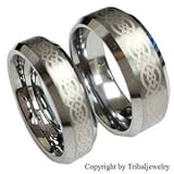 Men's & Women's 8MM/6MM Tungsten Carbide Wedding Band Ring Set w/Laser Etched Celtic Design (Available Sizes 4-14 Including Half Sizes)