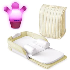 Baby Delight Supreme Snuggle Nest Set (Beige with Incline Wedge and Soothing Sounds) Plus a fun Tykelight Jnr night light in Pink..