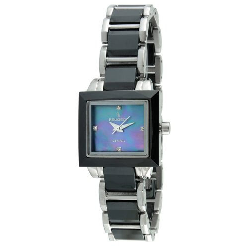 Peugeot Women's PS4902BK Swiss Ceramic Black Mother-Of-Pearl Dial Watch