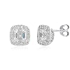 Sterling Silver Asscher Cubic Zirconia CZ Solitaire Stud Post Earrings