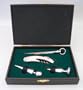 4 PC Wine Set in Wood Box, Two Stoppers, Deluxe Bar Tool Opener, & Wine Thermometer