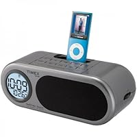 Timex T172G Dual Alarm Clock with AM/FM Radio and iPod Dock (Silver)