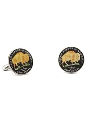 Penny Black 40 Hand Painted USA Buffalo Nickel Cufflinks (PB-378-SL)
