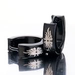 Small Black Butterfly Stainless Steel Mens Ladies Unisex Hinged Snap Huggie Hoop Earrings