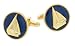 JJ Weston gold plated moonlight sail yacht cufflinks with presentation box. Made in the USA