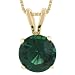 14k Yellow Gold 6mm Round Lab Created Emerald 4-Prong Pendant, 18"