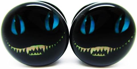 4 Gauge (5mm) Alice in Wonderland - Cheshire Cat Screw-on Ear Plugs - Acrylic - New *Pair*