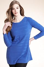 Plus Cashmilon™ Slash Neck Self Stripe Knitted Tunic