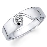 14K White Gold Women's Diamond Solitaire Wedding Band Ring (0.14 ct., GH Color, SI Clarity)