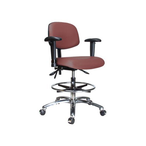 Perch Chrome Multi-Task Office Chair Adjustable Armrests & Footring 20 - 28 (Hard Floor Casters/Charcoal Vinyl)