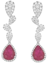 Ruby and Pave Diamond Dangle-Style Earrings