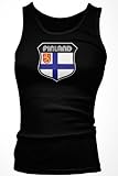 IMAGE OF Finland Crest International Retro Soccer Juniors Tank Top, Finnish National Pride Juniors Boy Beater, Small, Black