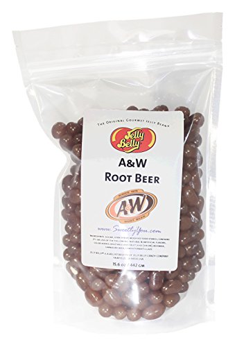 Jelly Belly 15.6 OZ A&W Root Beer Flavored Beans. (Approximately One Pound, ~ 1 Pound) bulk jelly beans in a resealable bag.