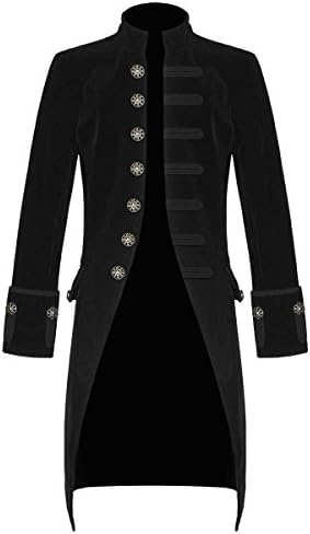 Women's Velvet Goth Steampunk Victorian Frock Coat Medium (Black)