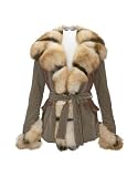 Forzieri Brown Leather and Fox-Fur Trim Coat