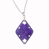 925 Sterling Silver Ladies Large Diamond Shape Lavender Jade Pendant on an 18 Silver Curb Chain