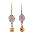 Lotus Flower Dangle Earrings in Gold Vermeil with Oval Amethyst Gemstone, #7575