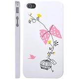 Produkt-Bild: Iprotect ORIGINAL APPLE IPHONE 4 / 4S VOGEL UND K&Auml;FIG IGLAZE HARDCASE / H&Uuml;LLE WEISS / ROSA