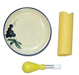 IMCG Ceramic Grater Plate Set - Cream with Blue