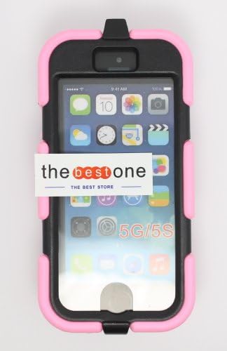 TheBestOne Iphone 5s 5g Case 3d Dual Protect Cover(newest Non Toxic Silicone Pc-multiple Color Options)extreme-duty Military Skin with Belt Clip Rainproof Shockproof Dustproof Case for Iphone 5s 5g+ (Free Capacitive Pen & Mini Bracket & Radiation Stickers)-pink