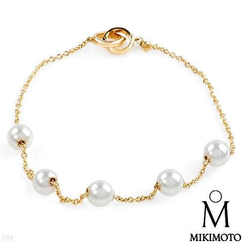 Mikimoto! Luxurious Brand New Bracelet 7mm Akoya Pearls Made of 18K Gold