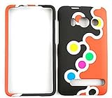 HTC EVO Colorful Dots on Black and Orange Hard Case/Cover/Faceplate/Snap On ....