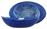 Colorful Recycled Art Glass Large Cobalt Blue Boat Bowl 13 1/4  8 3/4 x 3 1/4