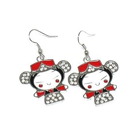 Click here to buy Crystal cartoon character pucca earrings Jewelry by PammyJ.