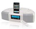 IQ Sound IQ-1305-W White Alarm Clock CD Player iPod Docking Station