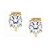 2CT Brilliant Cut Solitaire Round Cubic Zirconia CZ Clip On Stud Earrings For Women 14K Gold Plated Brass